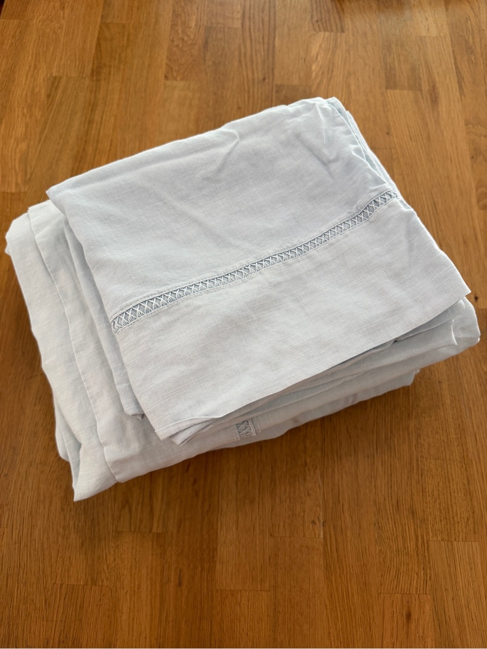 Anthropologie KING Sky Blue Lyocell Linen Moderna Sheet Set